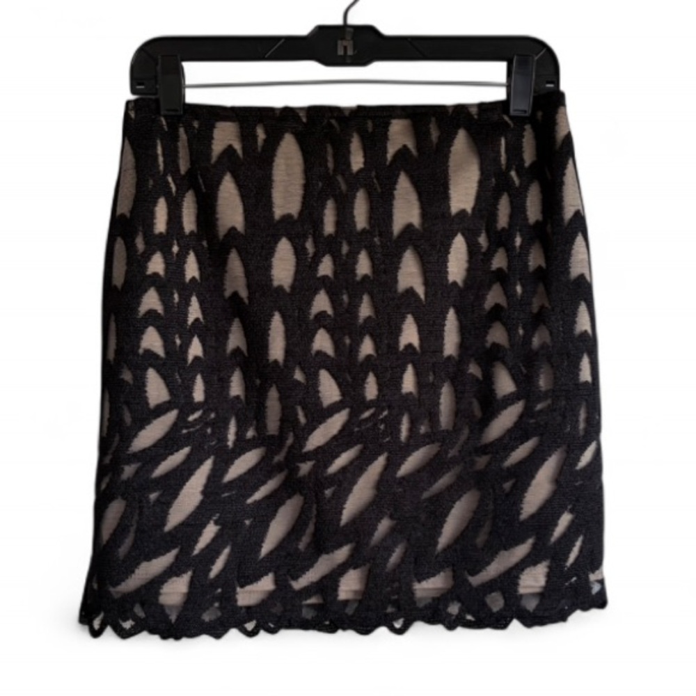 Benjamin Jay Black Lace Overlay Pencil Mini Skirt Size M